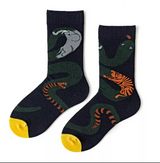 Anyfootwear 5 Pairs Size 5-9 Unisex Long Socks Cartoon Snake Nature Print Design Warm Winter Socks Comfortable Casual Foot Accessories