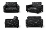 Anyseat 1-Seater Sofa Cover – Marble Black Geometric Style Slipcover for Living Room Chair Protection
