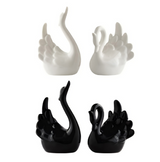 ANYHOUZ 2PC Set Nordic Ceramic Mini Swan Couple Statue Figurine – Realistic Statue Ornament for Modern Home Decor