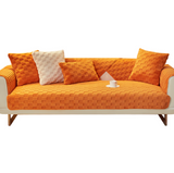 Anyseat Sofa Towel Super Soft Orange Velvet Plush Non-slip Sectional Sofa Covers for Living Room Thick L-shape Couch Covers