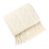 Anycozy White Faux Cashmere Throw Blanket – Diamond Knit Sofa Cover & Home Decor Accent