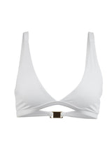 White Halter Bikini Top With Adjustable Straps