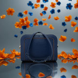 The Wilton Crossbody Bag in Navy Blue & Orange
