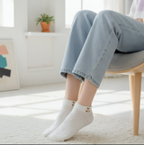 Anyfootwear 5 Pairs One Size 35-40 Women Socks Summer Cute Cartoon Animal Rabbit Bear Cat Ribbon Heart Print White Female Casual Random Socks