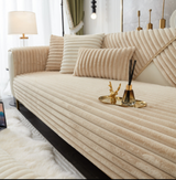 Anyseat Sofa Towel Super Soft Linear Camel Rabbit Plush Quilted Couch Cover L-shaped Sectional Anti-slip Sofa Cover