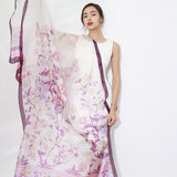Anyyou 100% Mulberry Silk Purple Long Scarf for Women Luxury Beach Shawl Swimwear Cover-Up Pashmina Wrap Foulard