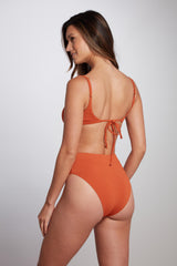 Olivia High Waist High Cut Bikini Bottom - Pumpkin