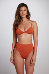 Olivia High Waist High Cut Bikini Bottom - Pumpkin