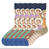 Anyfootwear 5 Pairs Size 5-9 Unisex Long Socks Cartoon Men Nature Print Design Warm Winter Socks Comfortable Casual Foot Accessories