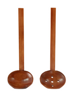 Anygleam Brown 2pcs Wooden Ladle Mix Style Food Kitchen Tableware
