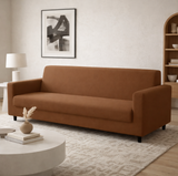 Anyseat 4-Seater Sofa Cover – Plain Light Coffee Style Slipcover for Living Room Chair Protection