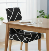 Anyseat Black Square Lattice Print Elastic Chair Cover – Plain Dining Slipcover & Home Décor