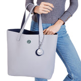 Reversible Vegan Tote In Blue & Grey