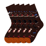 Anyfootwear 5 Pairs Size 5-9 Women Fashion Socks Combed Cotton Abstract Art Oil Painting Print Novelty Funny Happy Crew Socks Colorful Casual Christmas Gift