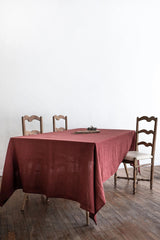 Linen tablecloth in Terracotta