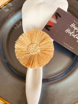 Sunflower Napkin Ring - Iraca Palm, 100% handmade napkin holder for table decor