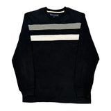 Tommy Hilfiger Striped Long Sleeve T-Shirt - Large Grey Cotton