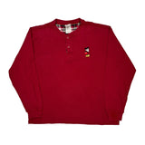 Mickey Mouse Disney Cartoon Sweatshirt - Large Red Cotton