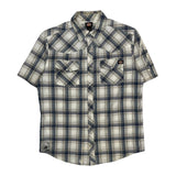 Dickies Checked Short Sleeve Shirt - Large Blue Cotton Blend