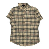 Burberry Checked Short Sleeve Shirt - Small Beige Cotton