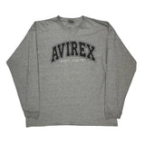Est. 1975 Avirex Spellout Long Sleeve T-Shirt - 4XL Grey Cotton Blend