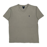 Polo By Ralph Lauren V-Neck T-Shirt - Large Beige Cotton