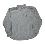 Mickey Mouse Logo Disney Striped Shirt - 2XL Blue Cotton