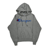 Reverse Weave Champion Spellout Hoodie - Small Grey Cotton