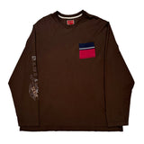 Tommy Hilfiger Denim Graphic Long Sleeve T-Shirt - 2XL Brown Cotton