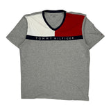 Tommy Hilfiger V-Neck T-Shirt - XL Grey Cotton