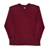 Dickies Long Sleeve T-Shirt - Large Burgundy Cotton