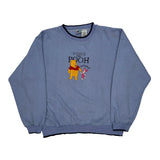 Winnie The Pooh And Piglet Disney Cartoon Sweatshirt - XL Blue Polyester Blend