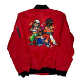 Hip Hop Bears Bleecker & Mercer Graphic Bomber Jacket - 2XL Red Polyester