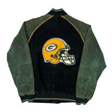 Green Bay Packers Nfl Football Bomber Jacket - Medium Black Suede