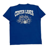 Center Lanes Russell Athletic Single Stitch T-Shirt - Large Blue Cotton