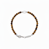 Tigers Eye Pearl Bracelet with polished tiger's eye beads and white freshwater pearl