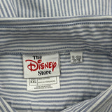 Mickey Mouse Logo Disney Striped Shirt - 2XL Blue Cotton