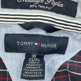 Tommy Hilfiger Checked Shirt - XL Burgundy Cotton