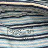 Patagonia Striped Polo Shirt - Large Blue Cotton