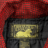 Branded Lion Checked Overshirt - Large Red Polyester Blend