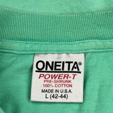 Oneita Single Stitch T-Shirt - Large Green Cotton