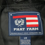 Phat Farm Graphic Bomber Jacket - Large Black Polyester