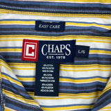 Easy Care Chaps Ralph Lauren Striped Short Sleeve Shirt - Large Multicoloured Cotton Blend