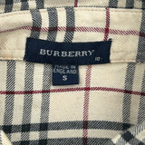 Burberry Checked Short Sleeve Shirt - Small Beige Cotton