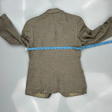 Burberry Checked Blazer - Large Brown Wool Blend