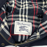 Burberry Checked Coat - Large Navy Wool