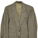 Burberry Checked Blazer - Large Brown Wool Blend