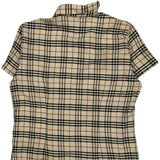 Burberry Checked Short Sleeve Shirt - Small Beige Cotton