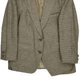 Burberry Checked Blazer - Large Brown Wool Blend