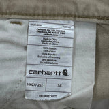 Carhartt Cargo Shorts - 34W 9L Beige Cotton